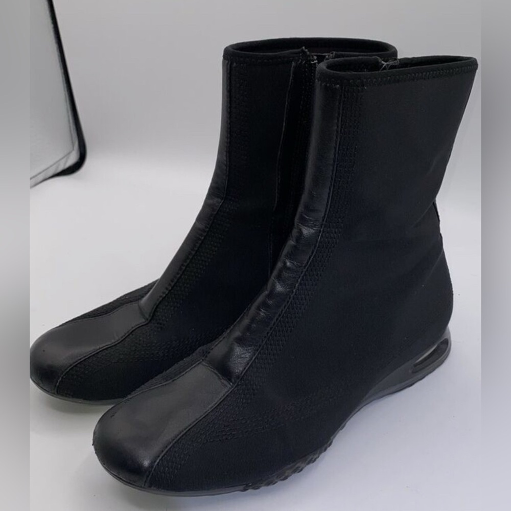 NIKE Air D25508 Inside Zip Casual Women's Boots Black Leather